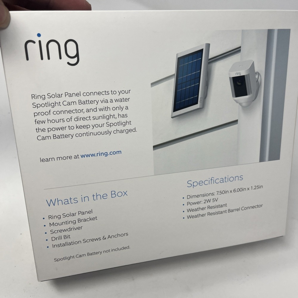 Ring Solar Panel for Spotlight Cam Battery White 8ASPS7-WEN0 New - Picture 4 of 4